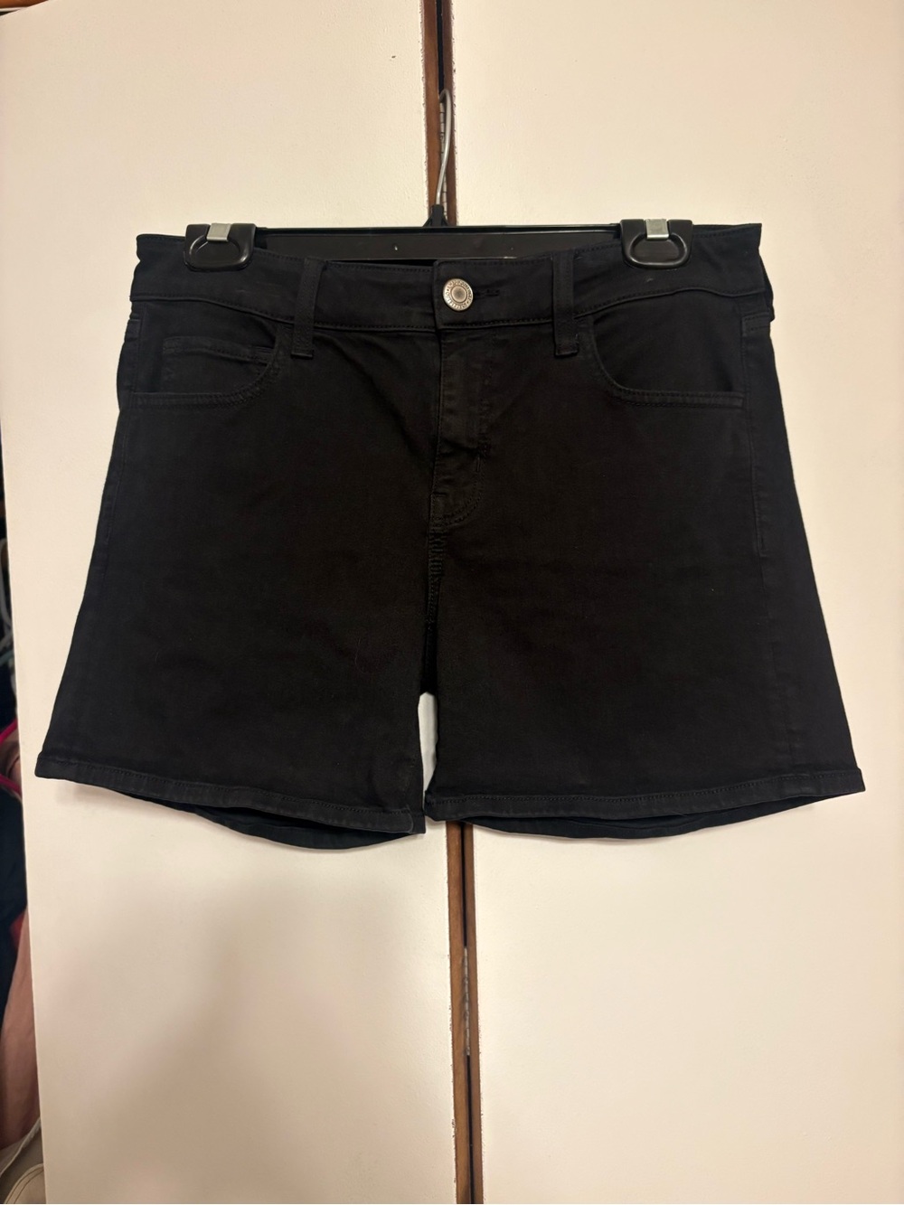 American Eagle Outfitters Black Denim Mid-Rise Shorts